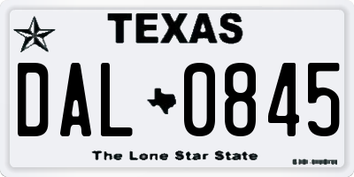 TX license plate DAL0845