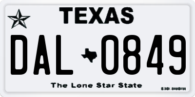 TX license plate DAL0849