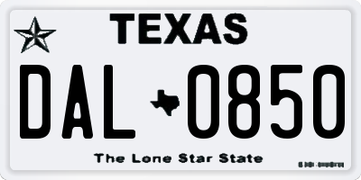 TX license plate DAL0850