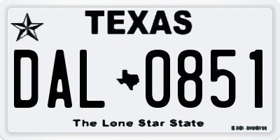 TX license plate DAL0851
