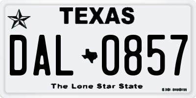 TX license plate DAL0857