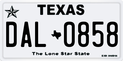 TX license plate DAL0858