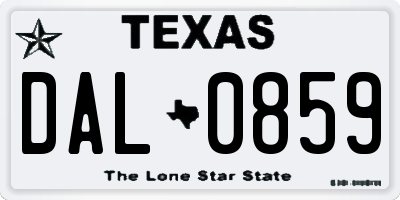 TX license plate DAL0859