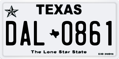 TX license plate DAL0861