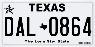 TX license plate DAL0864