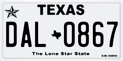TX license plate DAL0867