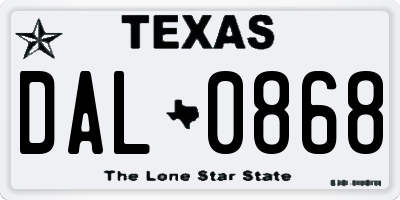 TX license plate DAL0868