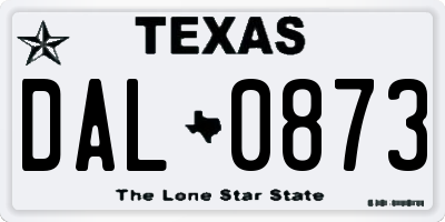 TX license plate DAL0873