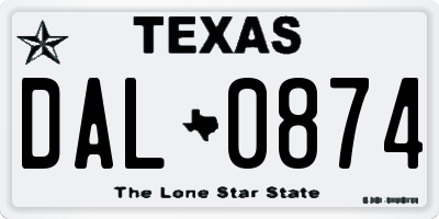 TX license plate DAL0874