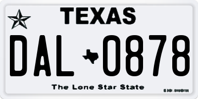 TX license plate DAL0878