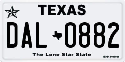 TX license plate DAL0882