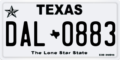 TX license plate DAL0883
