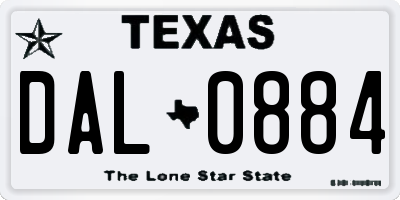 TX license plate DAL0884