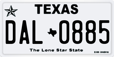 TX license plate DAL0885