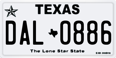 TX license plate DAL0886