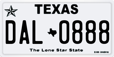 TX license plate DAL0888