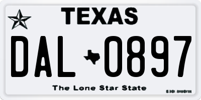 TX license plate DAL0897