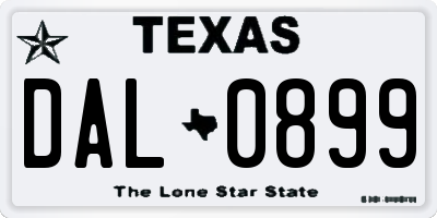 TX license plate DAL0899