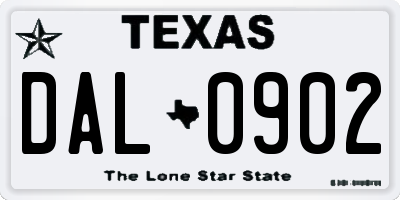TX license plate DAL0902