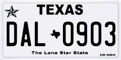 TX license plate DAL0903
