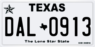 TX license plate DAL0913