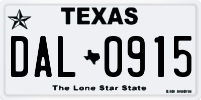 TX license plate DAL0915