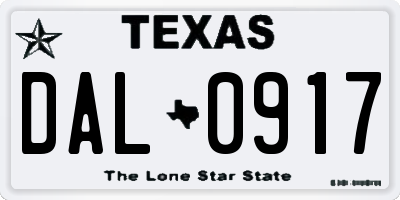 TX license plate DAL0917