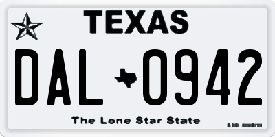 TX license plate DAL0942