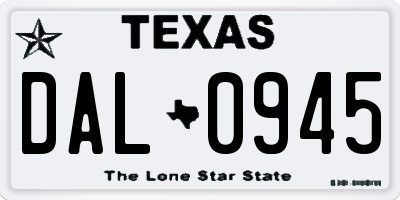 TX license plate DAL0945