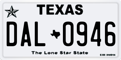 TX license plate DAL0946