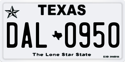 TX license plate DAL0950