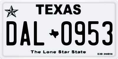 TX license plate DAL0953