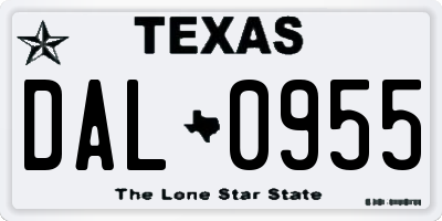 TX license plate DAL0955