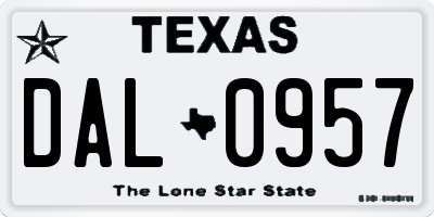 TX license plate DAL0957
