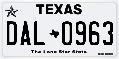 TX license plate DAL0963