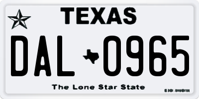 TX license plate DAL0965
