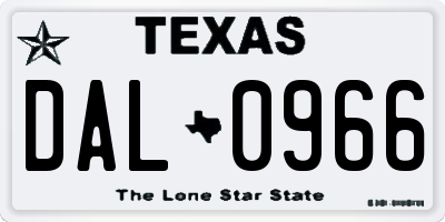 TX license plate DAL0966
