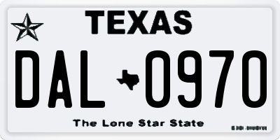 TX license plate DAL0970