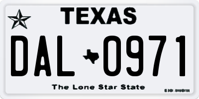 TX license plate DAL0971
