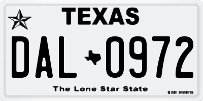 TX license plate DAL0972