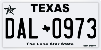 TX license plate DAL0973