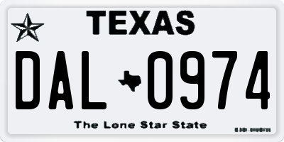 TX license plate DAL0974