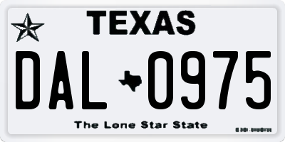 TX license plate DAL0975
