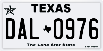 TX license plate DAL0976