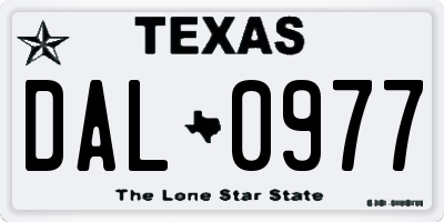 TX license plate DAL0977