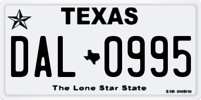 TX license plate DAL0995