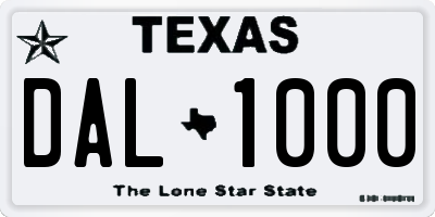 TX license plate DAL1000