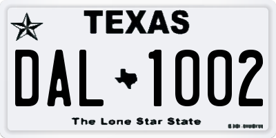 TX license plate DAL1002