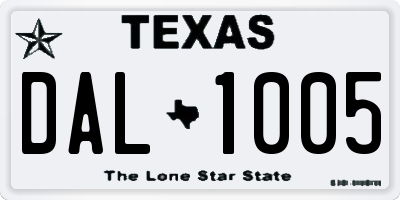 TX license plate DAL1005