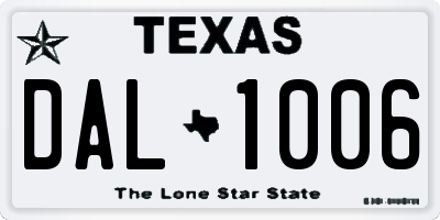 TX license plate DAL1006